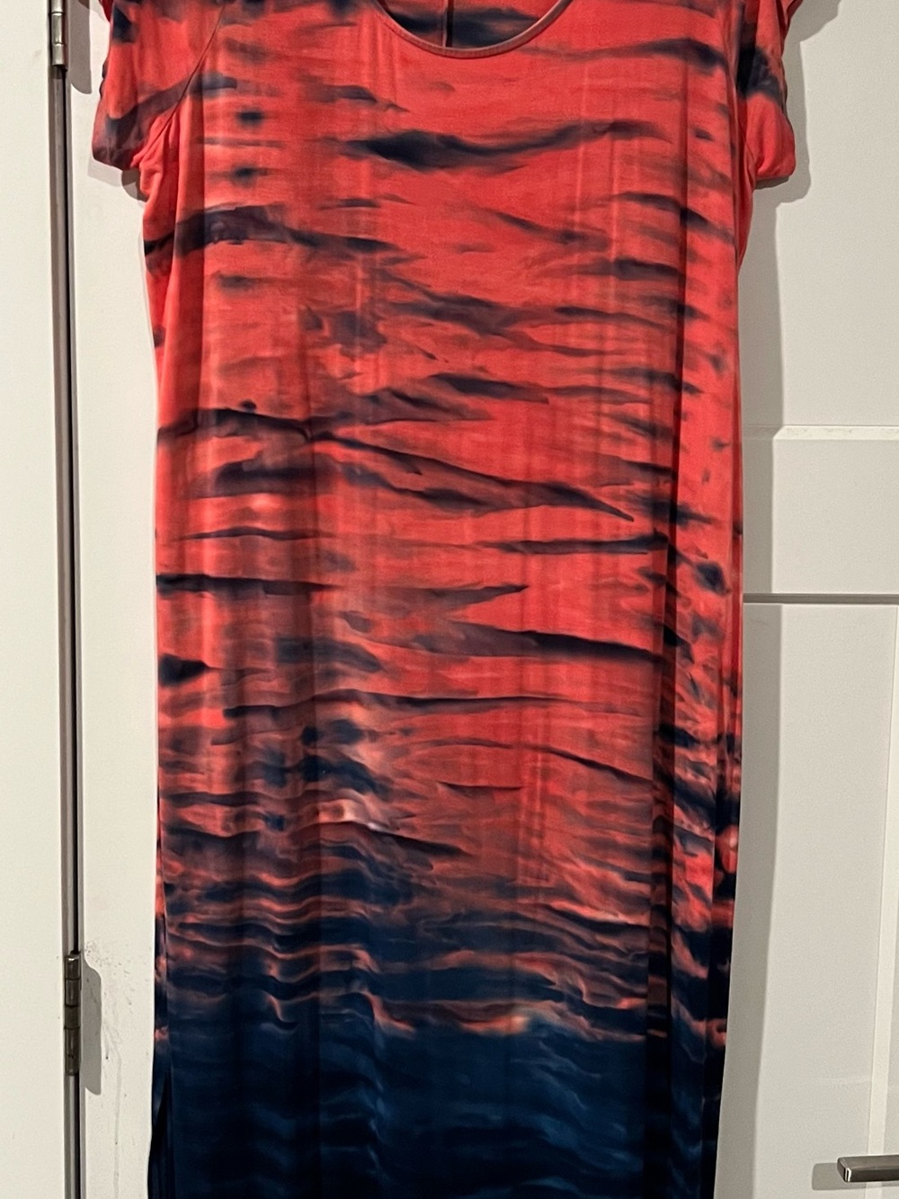 Torrid Red and Navy Ombre Tie-Dye Maxi Dress